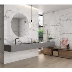Carrelage sol intérieur effet marbre l.60x L.120cm - Num Blanc 2