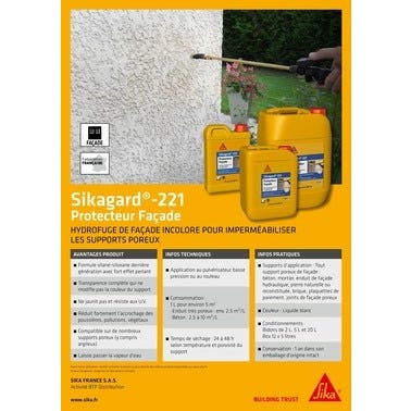 Imperméabilisant façade 20 L Sikagard 221 - SIKA 2