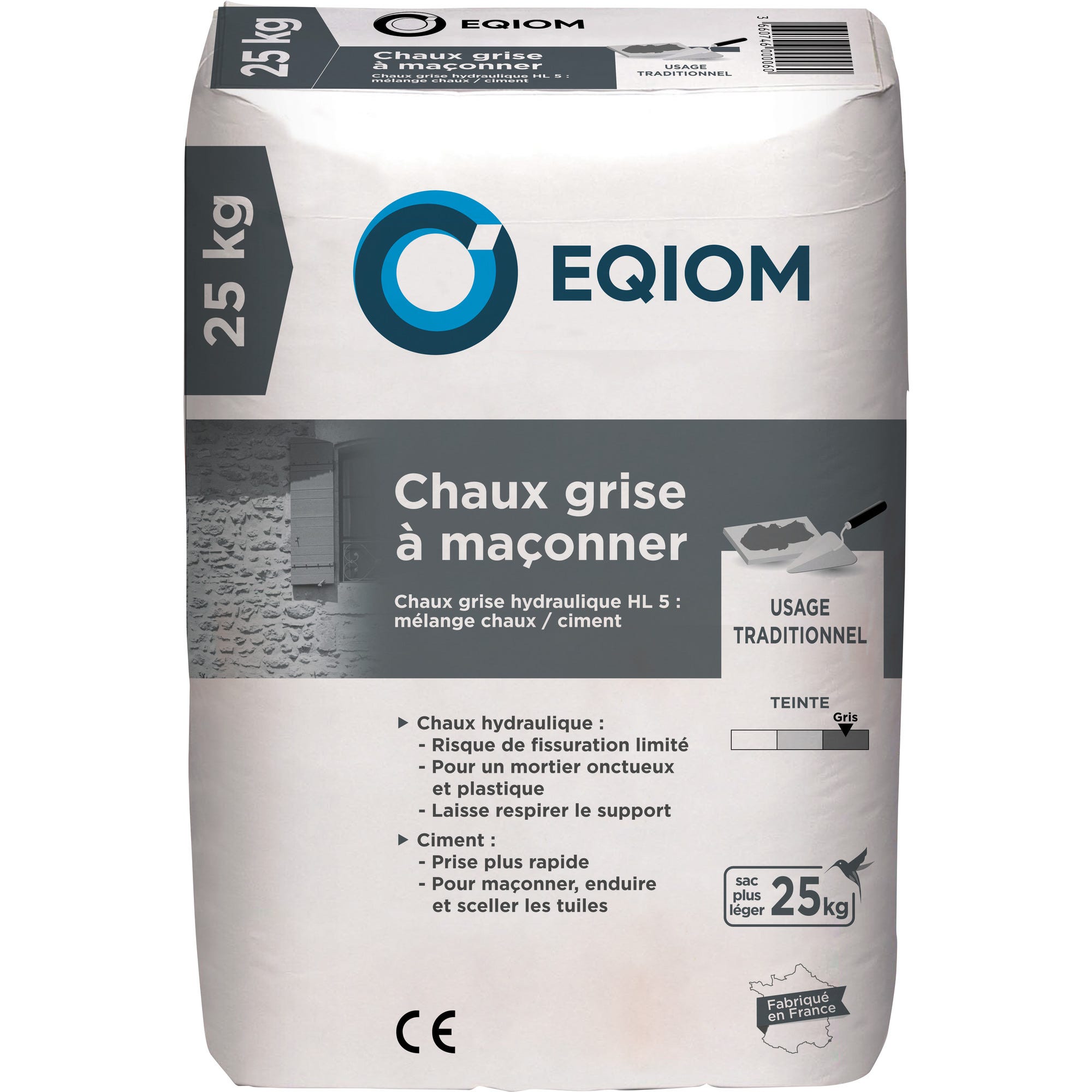 Chaux hydraulique grise 25 kg - EQIOM 0