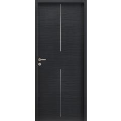 Bloc-porte décor bois noir structuré kali poussant gauche Huiss.72x46 mm H.204 x l.73 cm 2