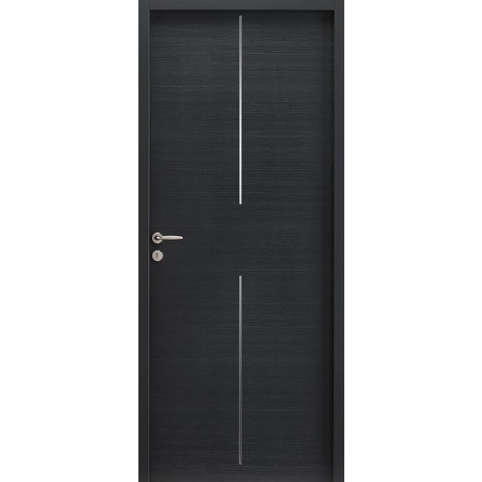 Bloc-porte décor bois noir structuré kali poussant gauche Huiss.72x46 mm H.204 x l.73 cm 2