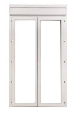 porte fenetre pvc 2 vantaux avec volet roulant integre monobloc h 215 x l 120 cm grosfillex bricoman