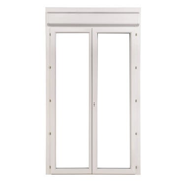 porte fenetre pvc 2 vantaux avec volet roulant integre monobloc h 215 x l 120 cm grosfillex bricoman