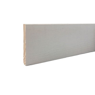 Plinthe angles vifs en sapin brut de sciage peint blanc l.205 x H.7 x Ep.1 cm 0