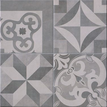 Carrelage intérieur gris motif l.34 x L.34 cm Cementina