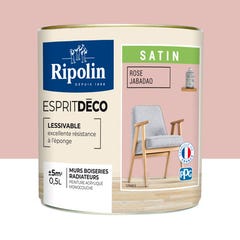 Peinture intérieure multi-supports acrylique satin rose jabadao 0,5 L Esprit déco - RIPOLIN 0