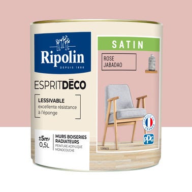 Peinture intérieure multi-supports acrylique satin rose jabadao 0,5 L Esprit déco - RIPOLIN 0