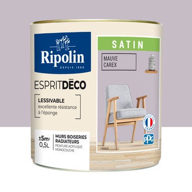 Peinture intérieure multi-supports acrylique satin mauve carex 0,5 Esprit déco - RIPOLIN 0