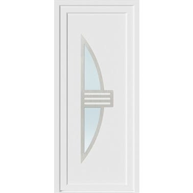 Porte d'entrée PVC gris poussant droit H.215 x l.90 cm Neptune 1