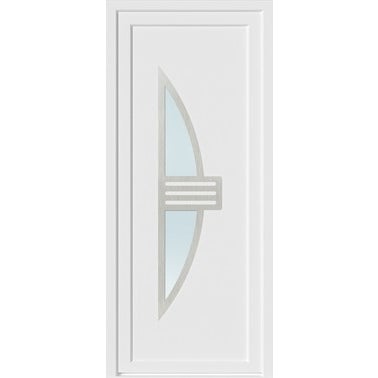 Porte d'entrée PVC gris poussant droit H.215 x l.90 cm Neptune 1