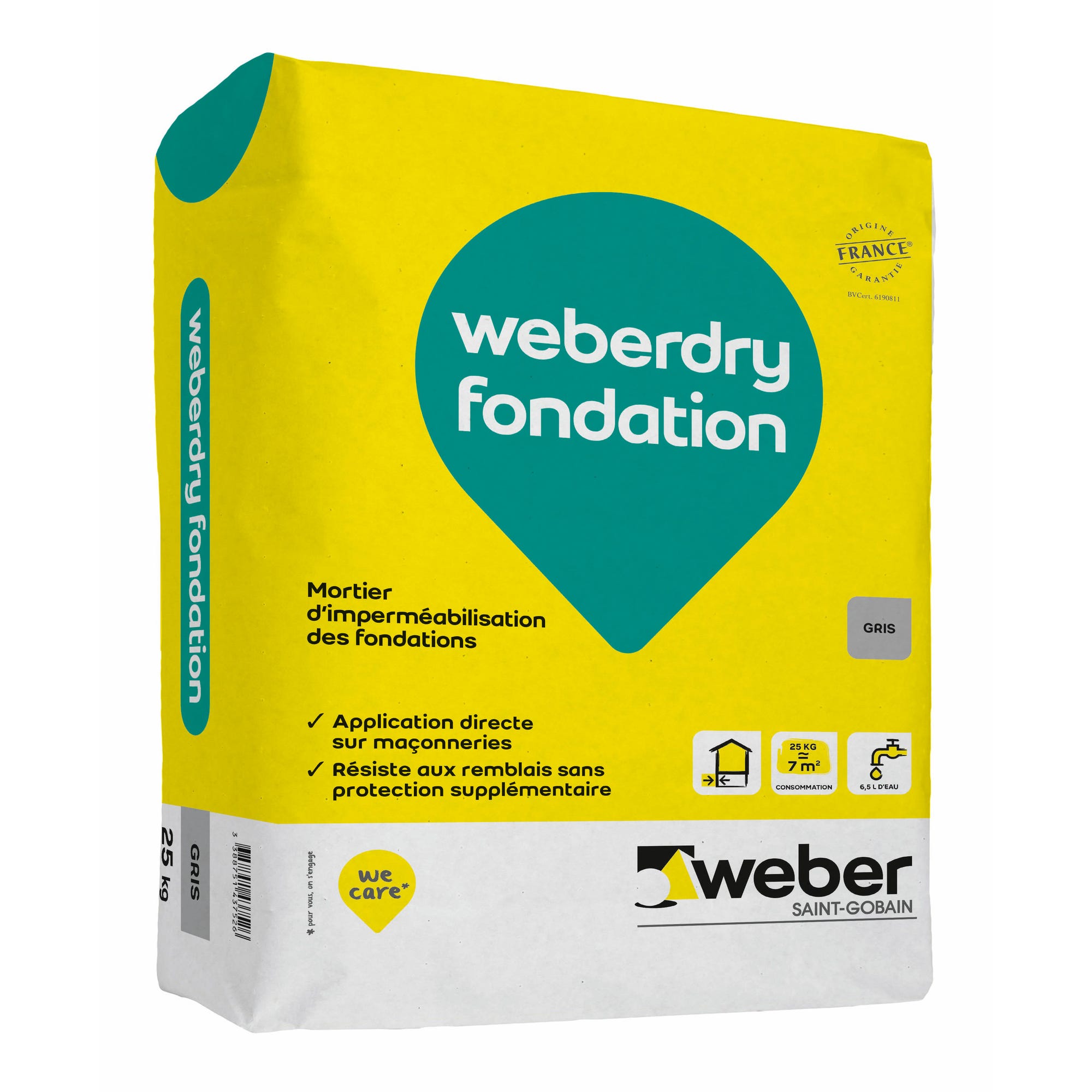 Mortier gris 25 kg Weberdry Fondation - WEBER 0