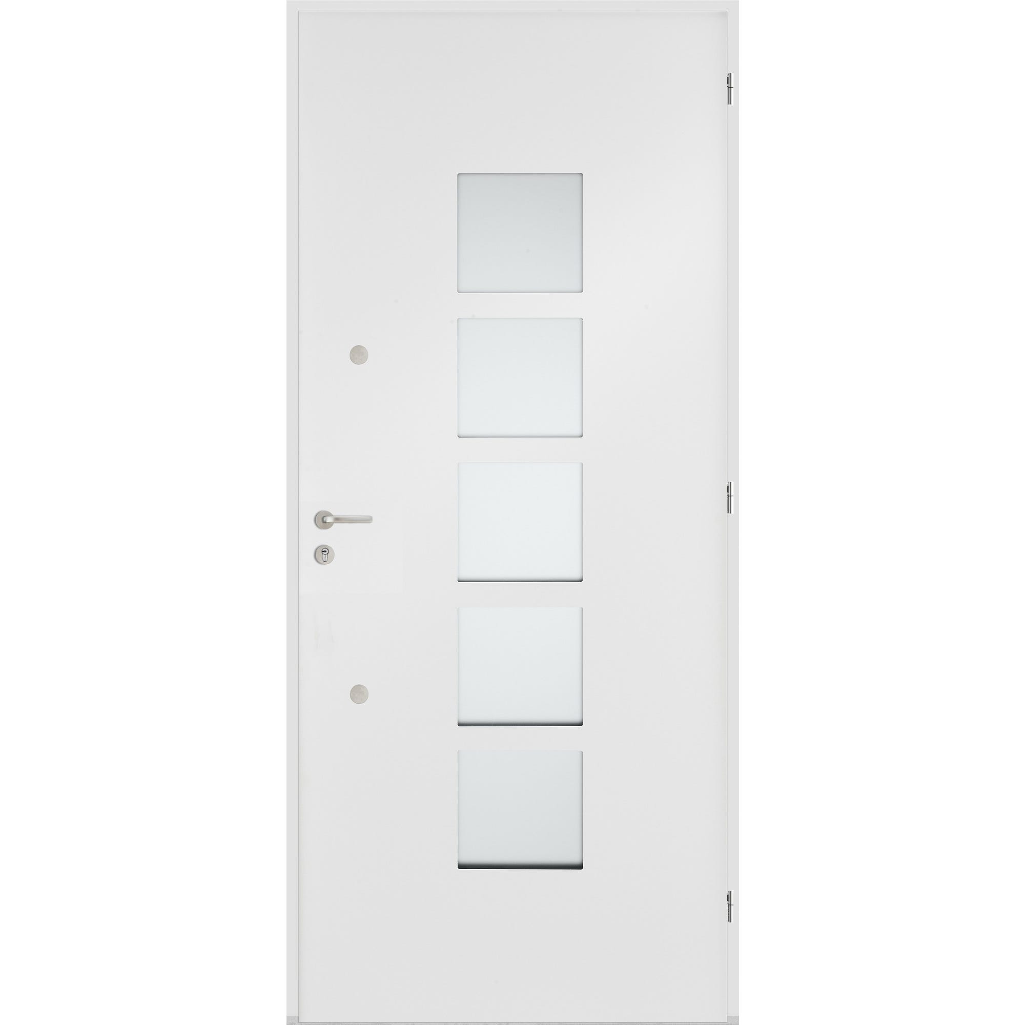 Porte d'entrée aluminium blanche poussant droit H.215 x l.90 cm Fuji 1