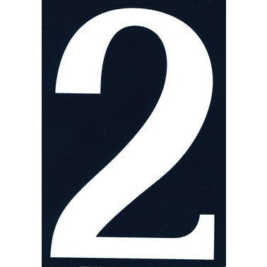 Numéro de rue "2" en PVC adhésif L.110 x l.75 mm - CHAPUIS 0