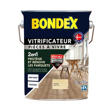 Vitrificateur parquet pièce à vivre incolore aspect satiné 5 L - BONDEX 0