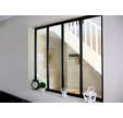Kit verrière aluminium coulissante passe-plat 6 vitrages clairs inclus hauteur 1300 mm noir sablé