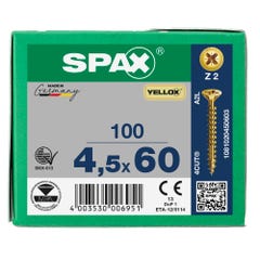 VIS SPAX TF PZ 4,5X60 YELLOX FT X100 1