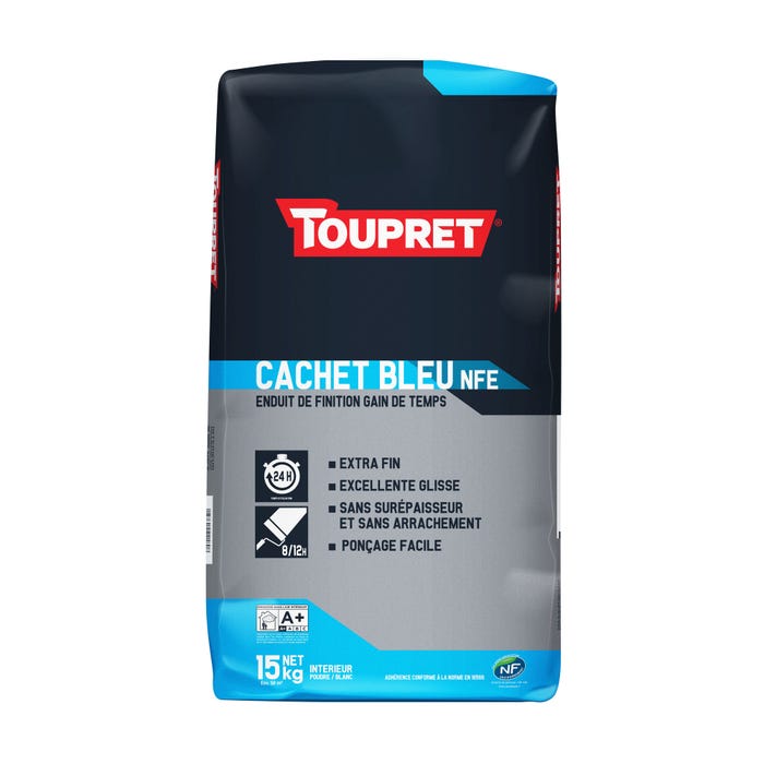 Enduit de lissage en poudre gain de temps intérieur 15 kg - Cachet bleu TOUPRET 0
