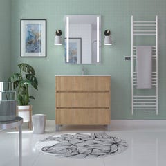 Caisson de salle de bain sur pieds 3 tiroirs l.80 x h.81 x p.45,5 cm décor chêne clair ATOS