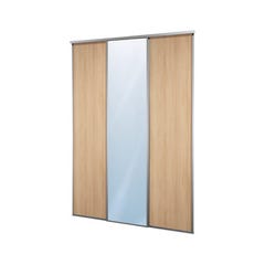 Porte de placard coulissante - 1 Vantail décor Frêne Blanc 10x900x2500mm 0