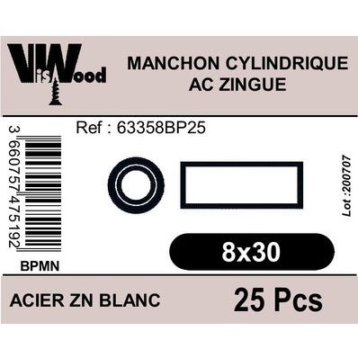 Manchons cylindrique ZG M8X30 25 pièces - VISWOOD 0