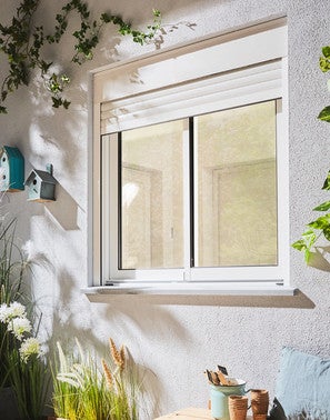 fenetre coulissante aluminium avec volet roulant h 125 x l 120 avec rupture de pont thermique gris bricoman