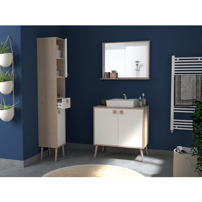 Meuble De Salle De Bain L 80 X H 81 2 X P 46 Cm Nielsen Bricoman