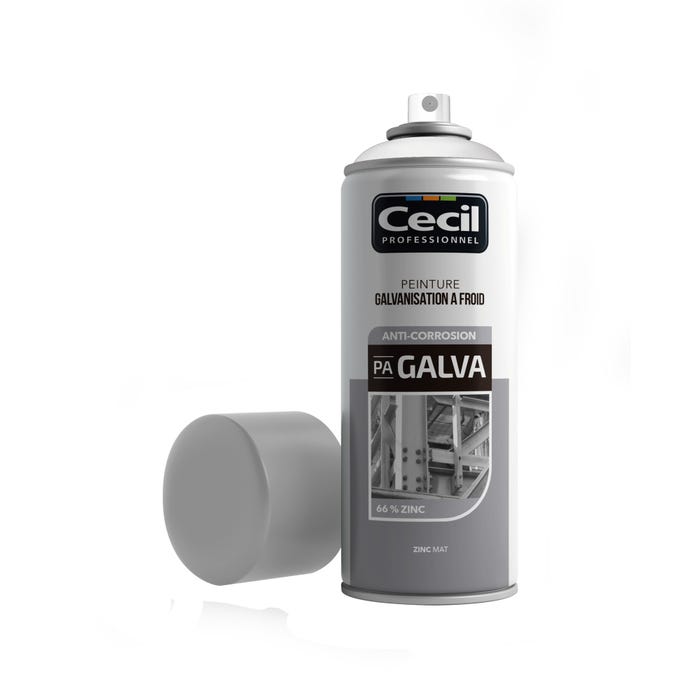 Peinture aérosol galvanisation à froid brillant zinc 400 ml - CECIL PRO 1