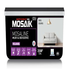 Peinture intérieure multi support acrylique velours gris souris 2,5 L Mosaline - MOSAIK 2