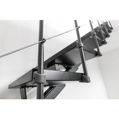 Escalier double quart tournant gris/wengé noir MAS 1.4 050 inox Larg.75 cm 10