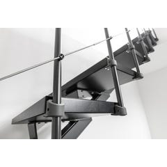 Escalier double quart tournant gris/wengé noir MAS 1.4 050 inox Larg.85 cm 10