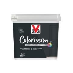 Peinture intérieure multi-supports acrylique satin noir 1 L - V33 COLORISSIM 0