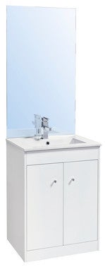 Meuble De Salle De Bain Avec Miroir Panoramique Blanc L 60 X H 80 X P 45 Cm Abby Bricoman