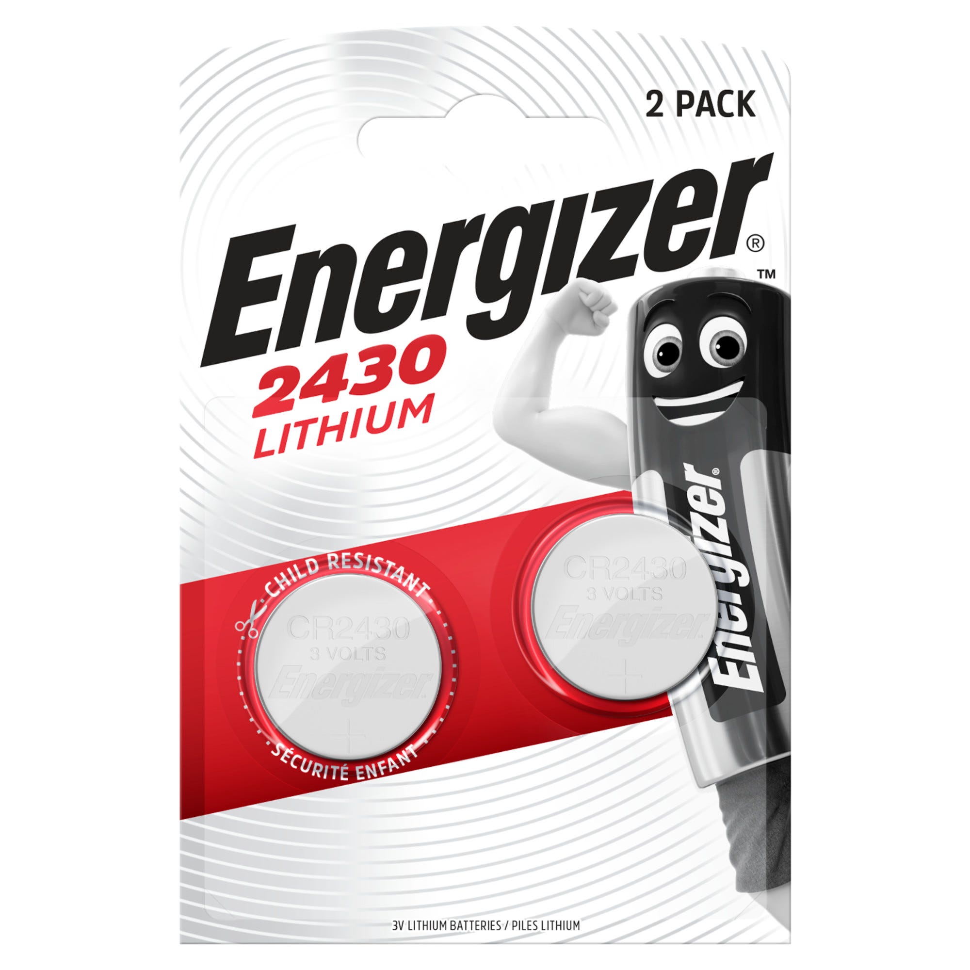 Piles bouton Energizer Lithium 2430, paquet de 2 0