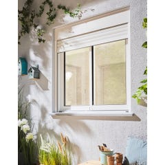 Fenêtre aluminium H.125 x l.120 cm coulissant 2 vantaux avec volet roulant intégré blanc 0
