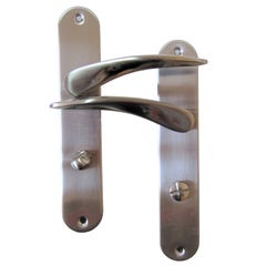 Ensemble poignées de porte sur plaque entraxe 195 mm nola aluminium nickelé condamnation - CHAINEY