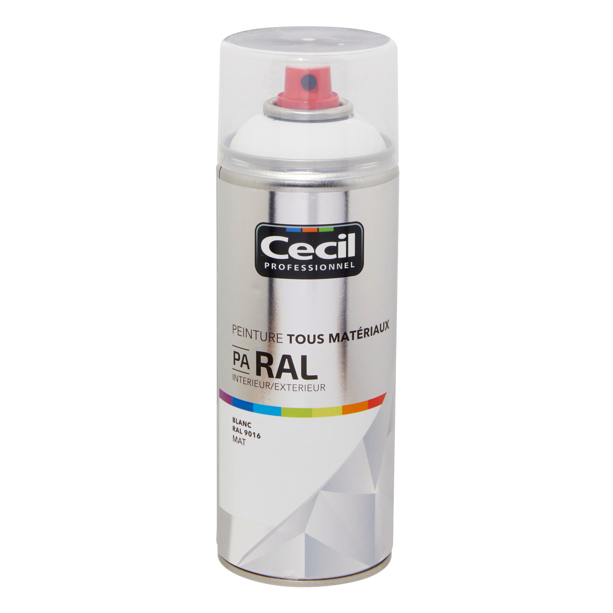 Peinture aérosol tous matériaux int/ext mat blanc RAL9016 400 ml - CECIL PRO 0