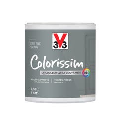 Peinture multi-supports acrylique satin gris zinc 0,5 L - V33 COLORISSIM