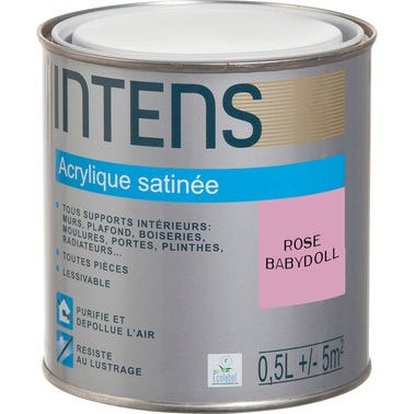 Peinture intérieure multi-supports acrylique monocouche satin rose babydoll 0,5 L - INTENS 0
