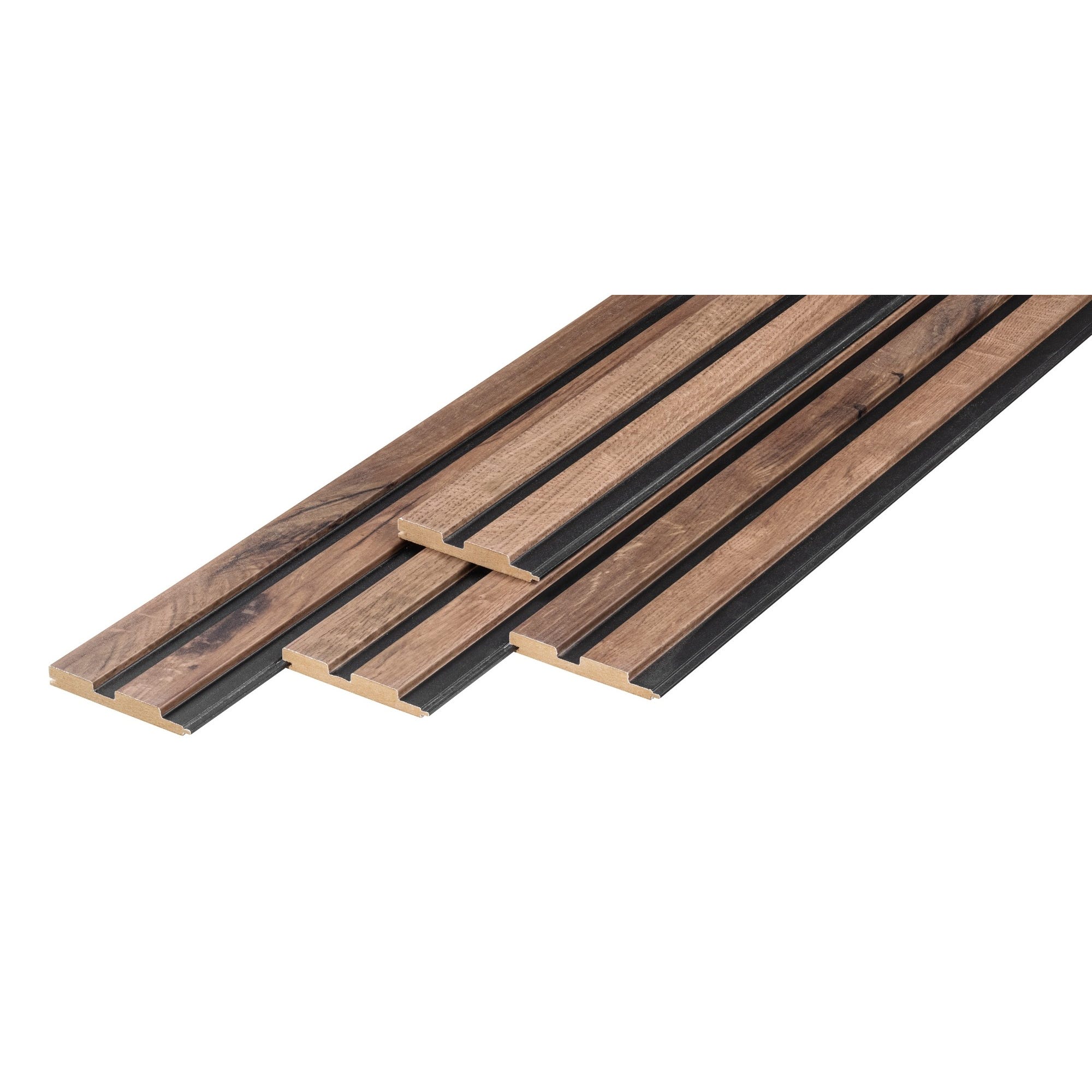 Tasseaux bois décoratifs chêne fonçé/noir 260 x 9,5 cm X4 0