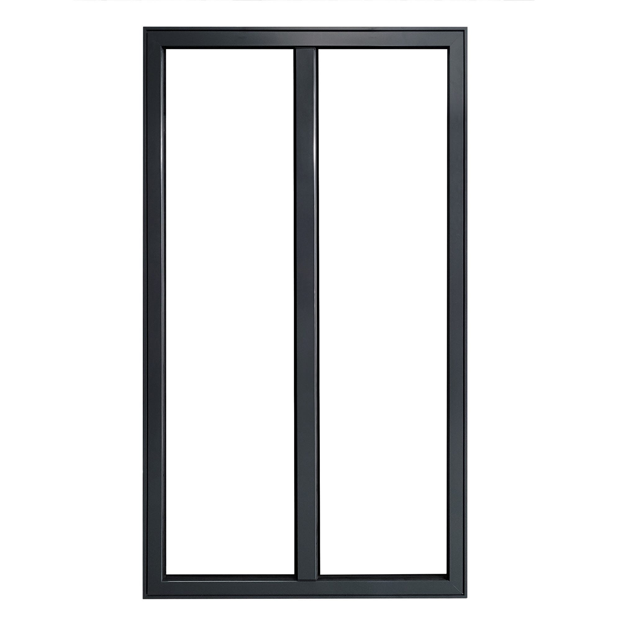Porte-fenêtre aluminium H.120 x l.215 cm ouvrant à la française 1 vantail gris 2