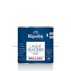 Peinture intérieure et extérieure multi-supports glycéro brillant blanc 0,5 L - RIPOLIN