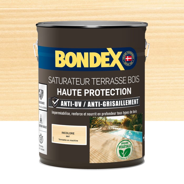 Saturateur terrasse bois anti UV et grisaillement incolore 5 L - BONDEX 0