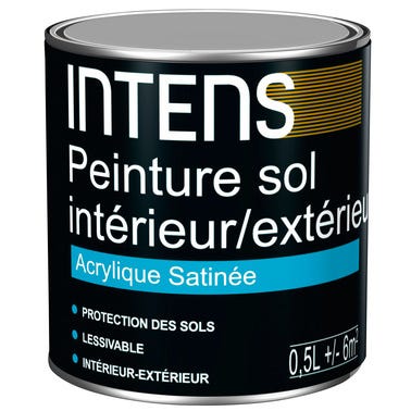 Peinture sol acrylique satinée gris galet 0,5 L - INTENS 1