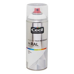 Peinture aérosol tous matériaux int/ext mat blanc RAL9016 400 ml - CECIL PRO