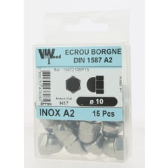 Écrous borgne DIN1587 inox A2 Diam.10 mm 15 pièces - VISWOOD 1