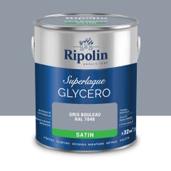 Peinture intérieure et extérieure multi-supports glycéro satin gris bouleau 2 L - RIPOLIN 0