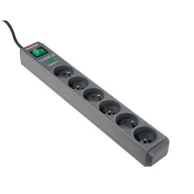 Multiprise parasurtenseur 6 prises 1.40m + interrupteur