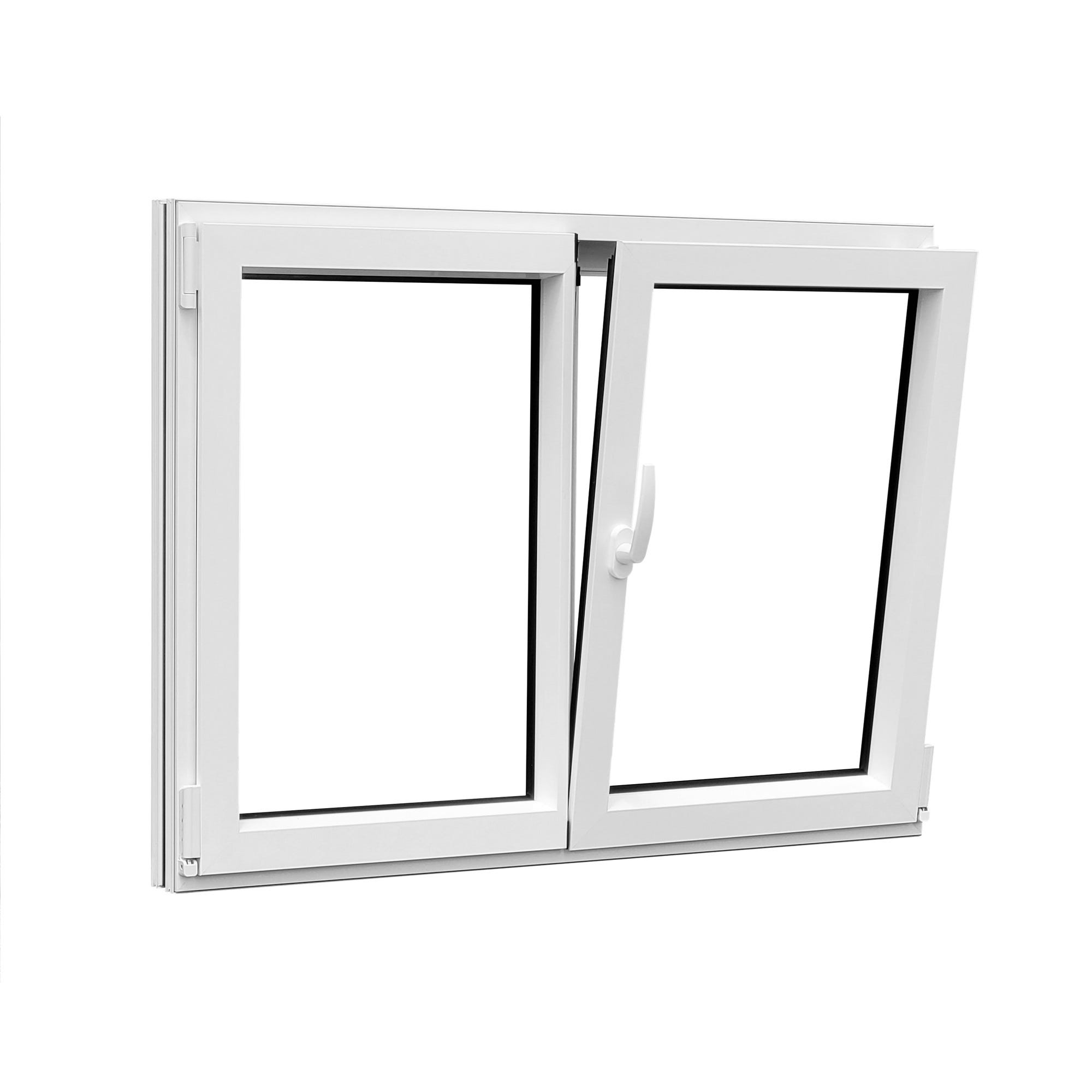 Fenêtre aluminium H.75 x l.100 cm oscillo-battant 2 vantaux blanc 1