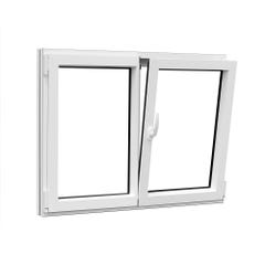 Fenêtre aluminium H.75 x l.100 cm oscillo-battant 2 vantaux blanc 1
