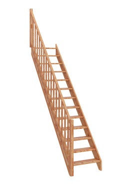 Escalier En Hetre Droit Sans Contremarches Et Rampe A Balustres A Gauche Larg 76 Cm Gimm Bricoman
